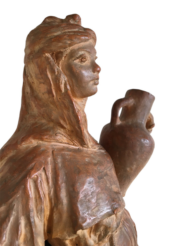 Terracotta sculpture, Orientalist Woman, by Léon Fouquet