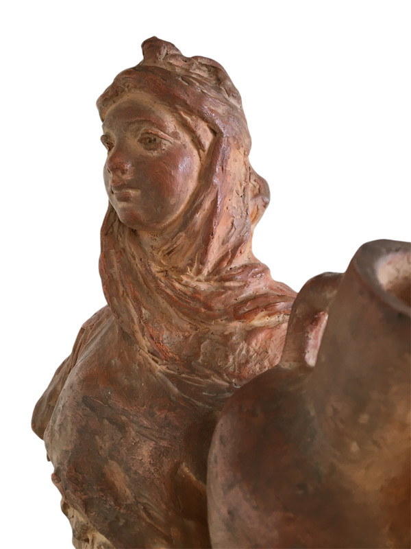 Terracotta sculpture, Orientalist Woman, by Léon Fouquet