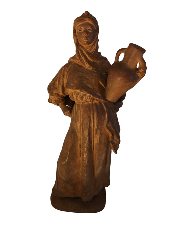 Terracotta sculpture, Orientalist Woman, by Léon Fouquet