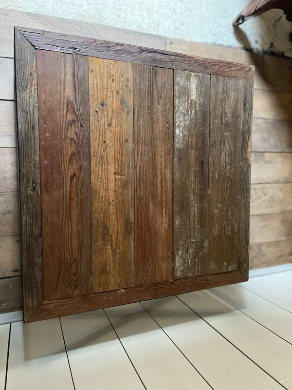 Coffee table with old castle floor on metal frame