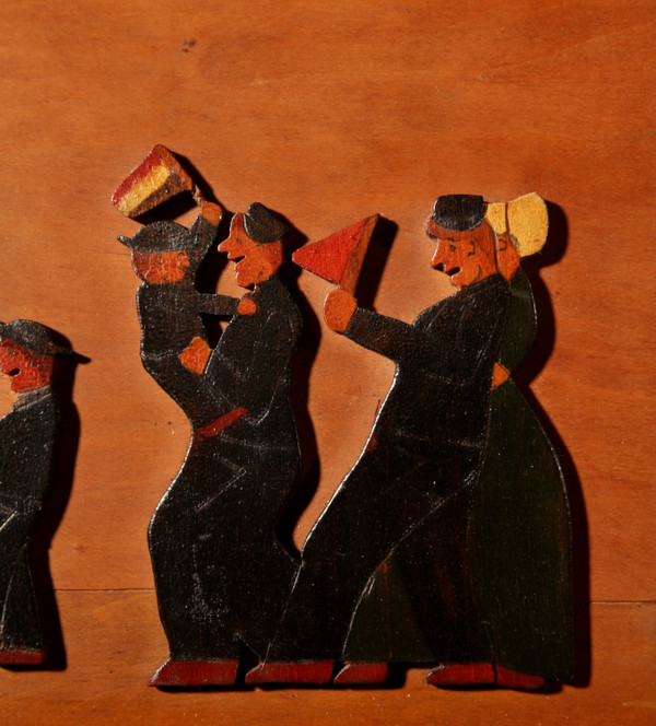 Amusing Dutch Brassband/Fanfare Type Of Jigsaw Woodwork Relief Painting.