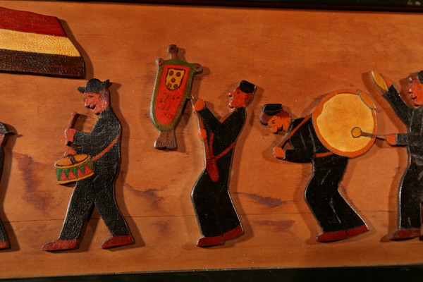 Amusing Dutch Brassband/Fanfare Type Of Jigsaw Woodwork Relief Painting.