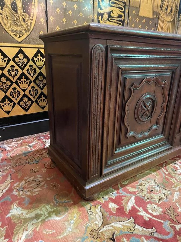 Louis XIII carved oak Maltese cross chest