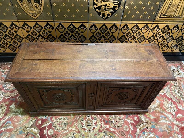 Louis XIII carved oak Maltese cross chest