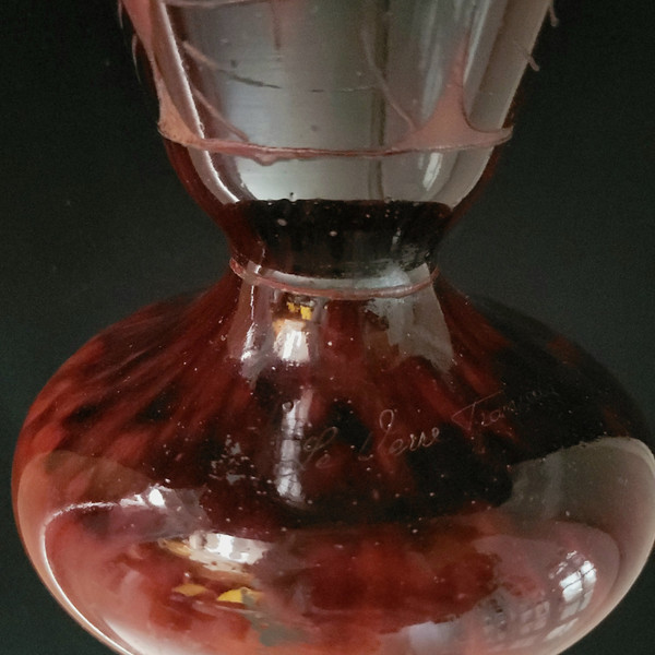 SCHNEIDER vase Orchidées signed Le Verre Français 1924-1927