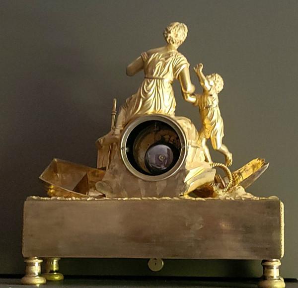 Pendule  époque empire "le naufrage" en bronze doré d'après un dessin de J.A.REICHE