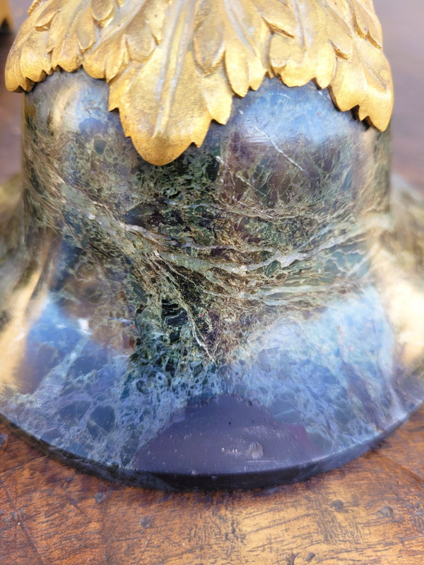 Pair Of Large Bronze And Marble Cassolettes, Napoleon III, 19th Century