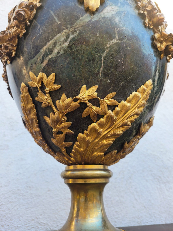 Pair Of Large Bronze And Marble Cassolettes, Napoleon III, 19th Century