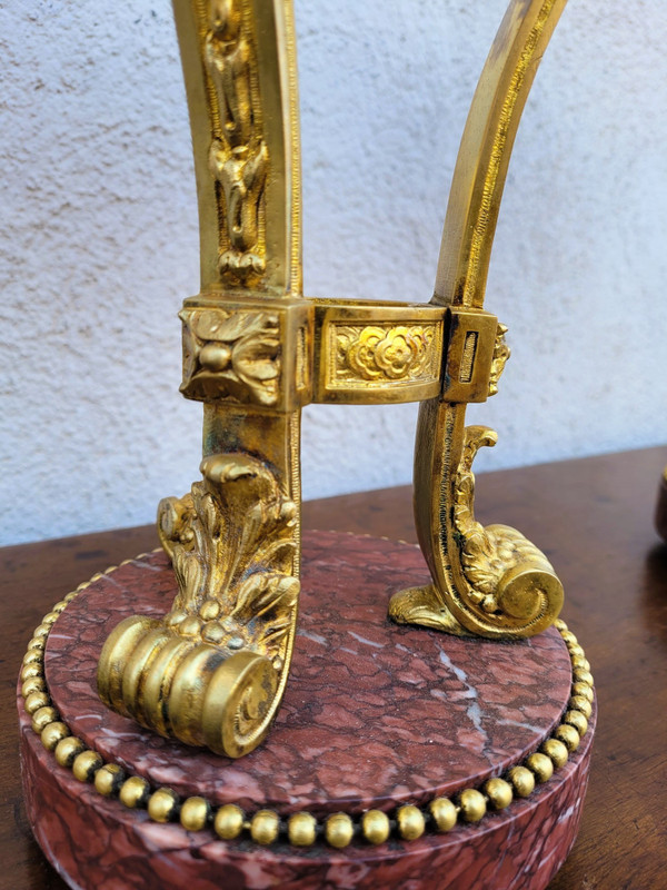 Pair Of Red Marble And Bronze Cassolettes, 19th Century