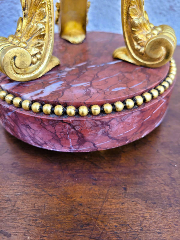 Pair Of Red Marble And Bronze Cassolettes, 19th Century