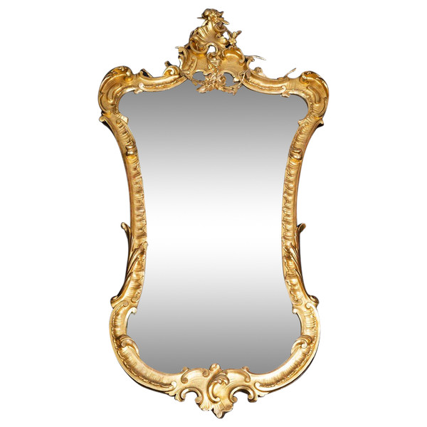 Antique Napolitan Louis Philippe Gilded Wood Mirror. 19th Century.