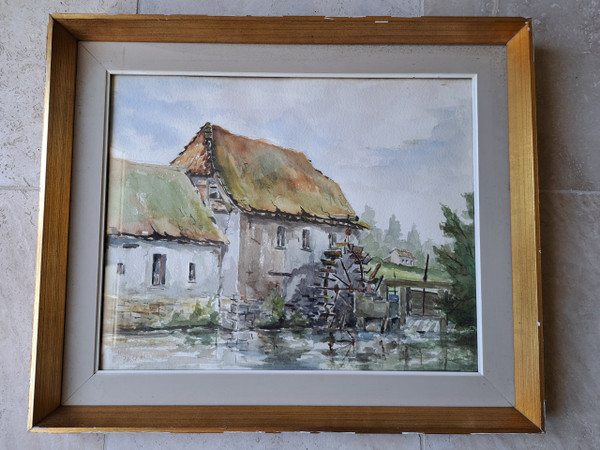 Bruskin Jules , Moulin De Sluse , Aquarelle , XX°.