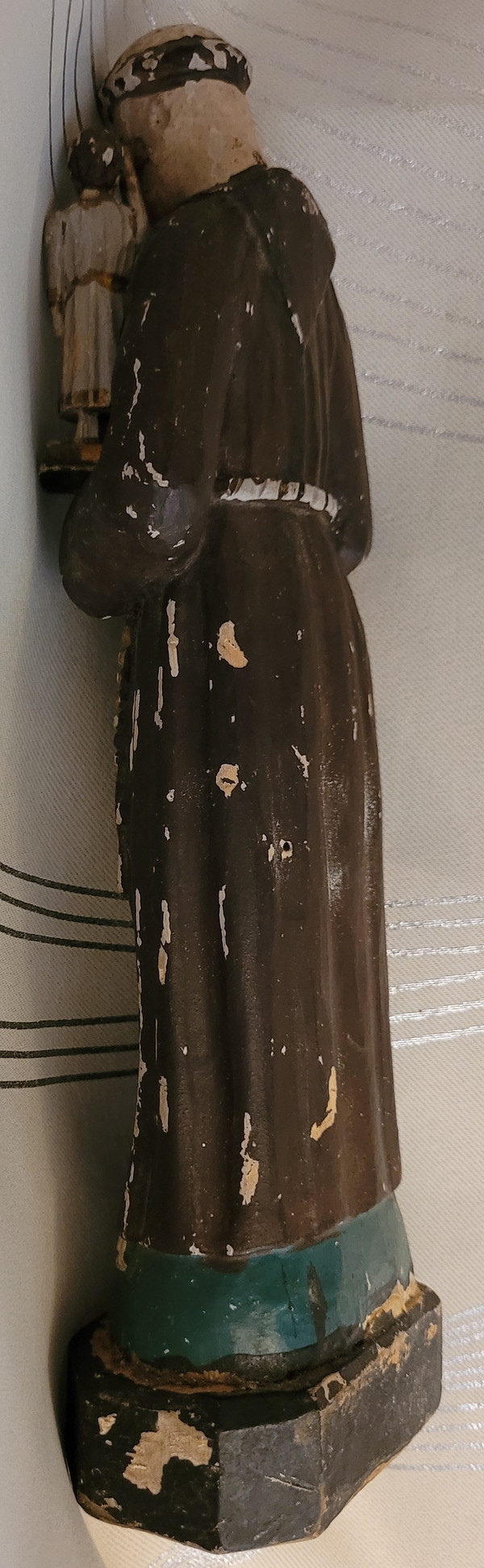 Saint Antoine de Padoue sculpture en bois sculptée art populaire fin 19ème