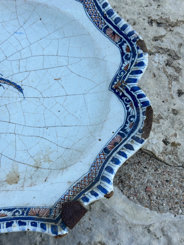 Pair Of 18th Century Rouen Polychrome Earthenware Plates