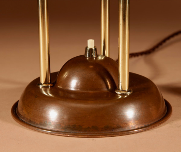  Rare brass and patinated copper table lamp by the Amsterdam School, circa 1900-20