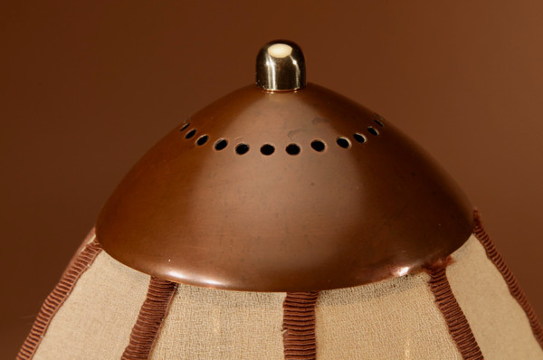  Rare brass and patinated copper table lamp by the Amsterdam School, circa 1900-20