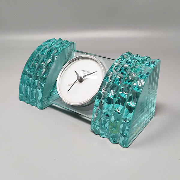 1970s Astonishing Table Clock by Omodomo in Crystal. Made in Italy