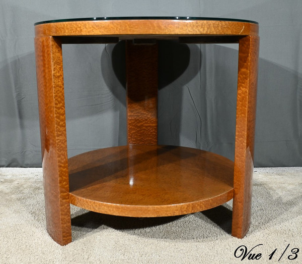 Table Guéridon en Loupe d’Amboine, Art Déco – 1930