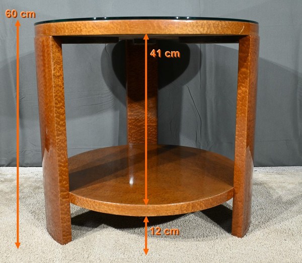 Table Guéridon en Loupe d’Amboine, Art Déco – 1930