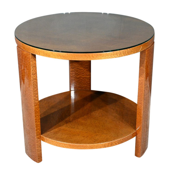 Table Guéridon en Loupe d’Amboine, Art Déco – 1930