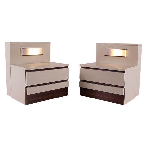 Pair of luminous secret bedside tables.