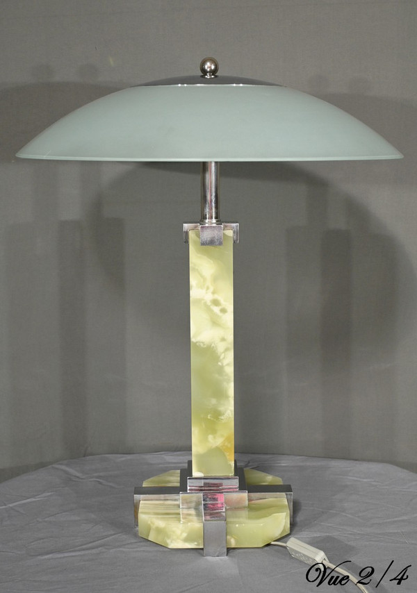 Lampe aus Onyx und Chrom, Art Deco - 1930