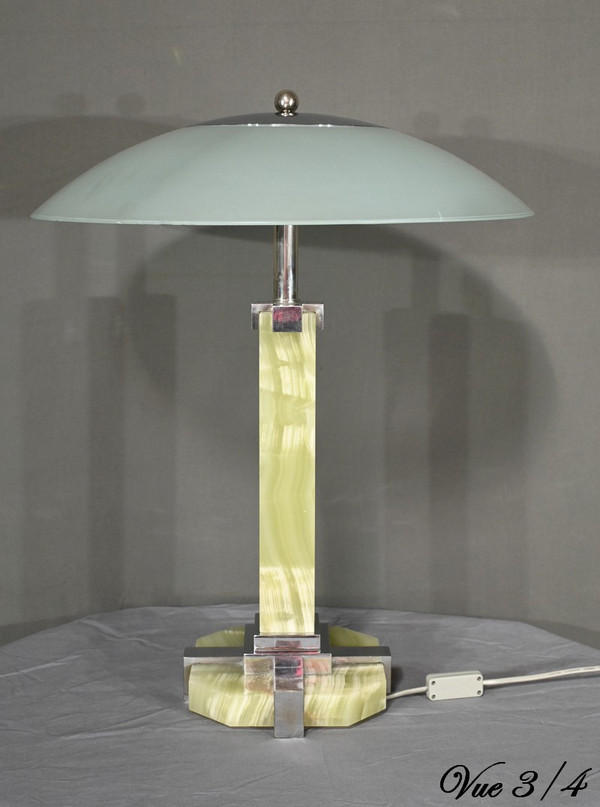 Lampe aus Onyx und Chrom, Art Deco - 1930