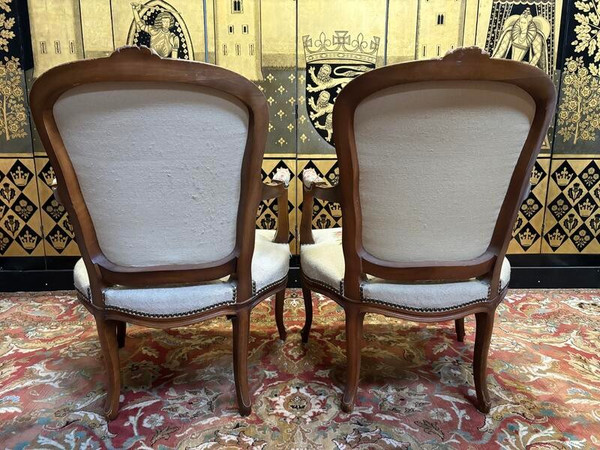 Paire de fauteuils Louis XV en tapisserie