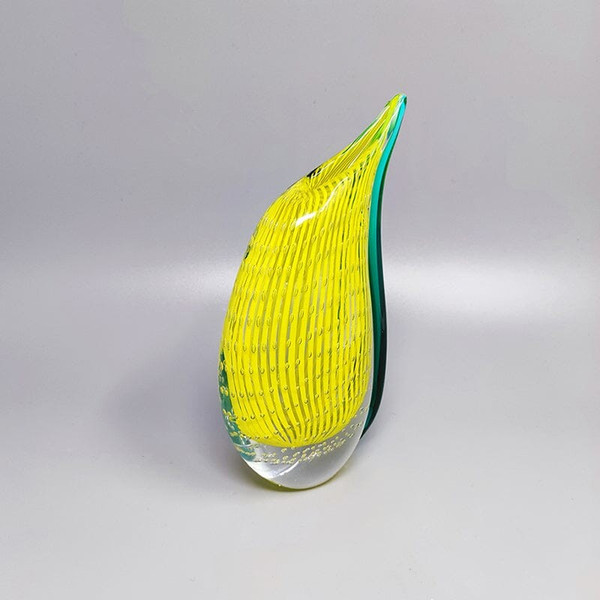 Étonnant vase jaune et vert de Rosenthal en verre de Murano datant des années 1960. Fabriqué en Italie