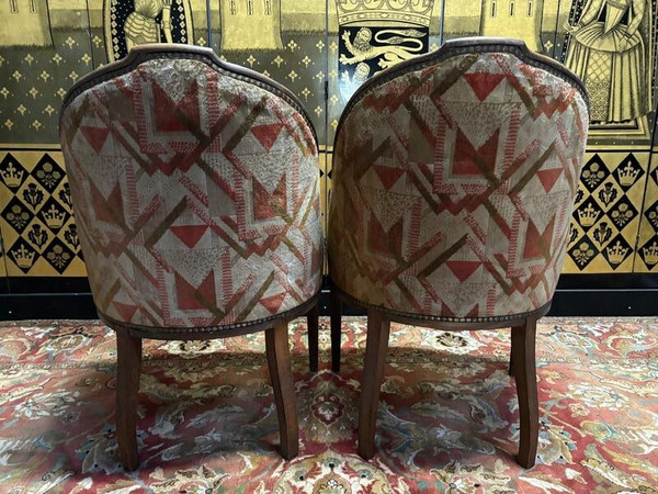 Pair of Art Deco period gondola armchairs