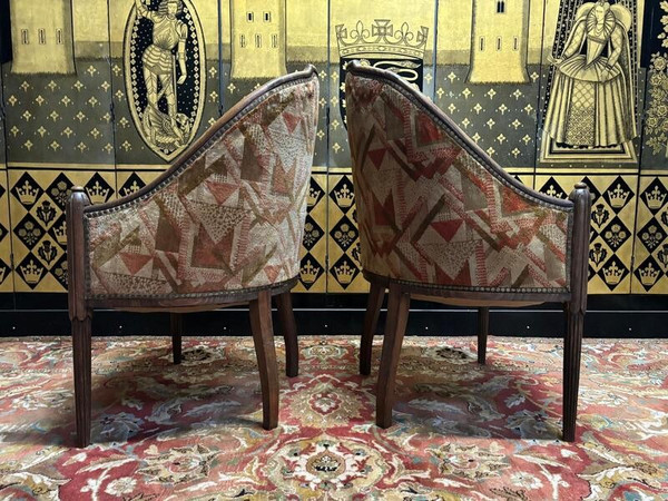 Pair of Art Deco period gondola armchairs