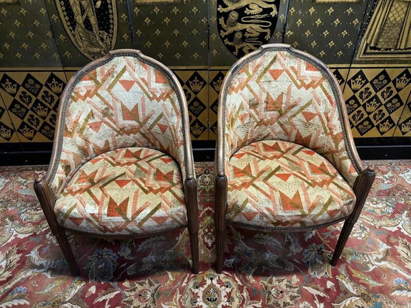 Pair of Art Deco period gondola armchairs