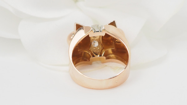 Tank-Ring aus Roségold mit Diamanten