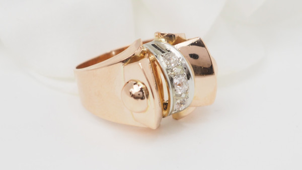 Tank-Ring aus Roségold mit Diamanten