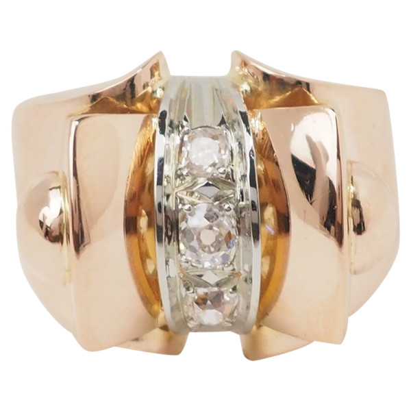 Tank-Ring aus Roségold mit Diamanten