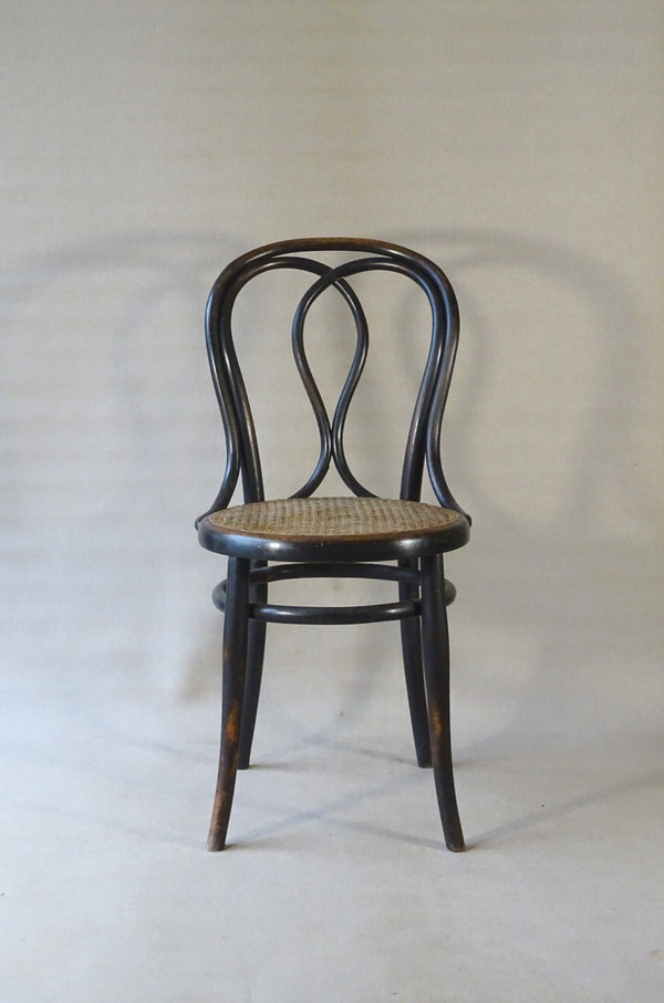 Chaise bistrot Thonet N°29/14, 1882 cannage ancien.Noir Empire