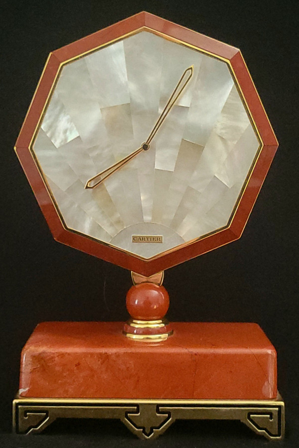 Orologio Cartier in diaspro ,madreperla , ottone dorato