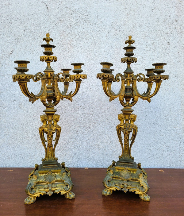 Garniture En Bronze doré 3 Pièces, Napoléon III, XIXème Siècle