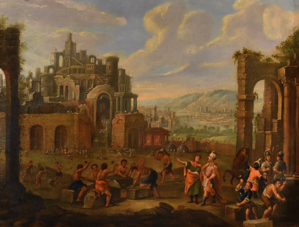 Construction Of The Tower Of Babel, Flemish Painter 17th-18th Century