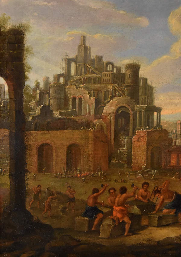 Construction Of The Tower Of Babel, Flemish Painter 17th-18th Century