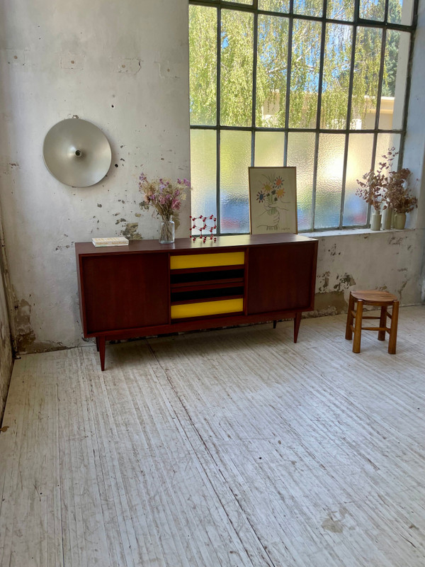 Skandinavisches modernistisches Sideboard aus Teakholz mit 4 Schubladen