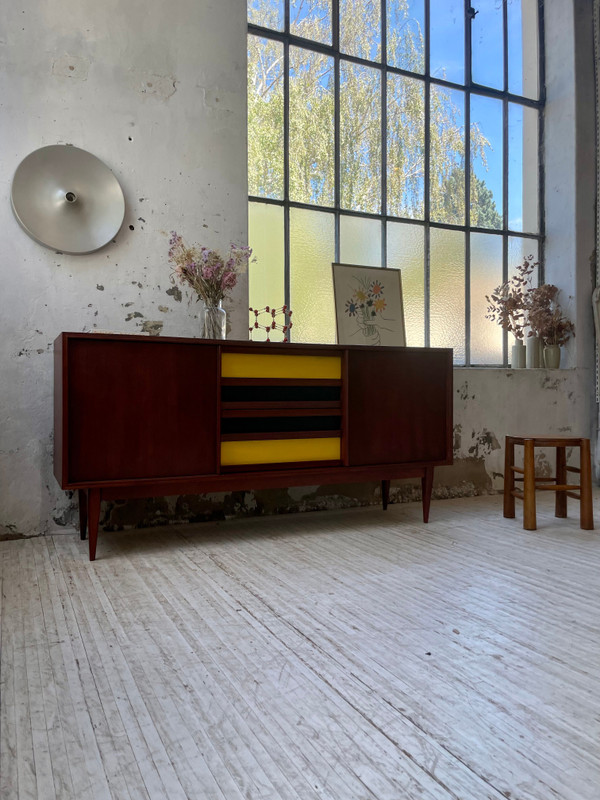 Skandinavisches modernistisches Sideboard aus Teakholz mit 4 Schubladen