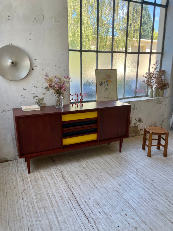 Skandinavisches modernistisches Sideboard aus Teakholz mit 4 Schubladen