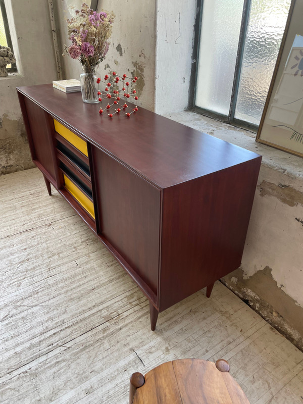 Skandinavisches modernistisches Sideboard aus Teakholz mit 4 Schubladen