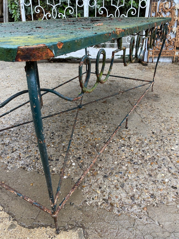 Console / Table De Présentation En Fer Forgé 1940 Attributed to René Drouet (1899-1993)