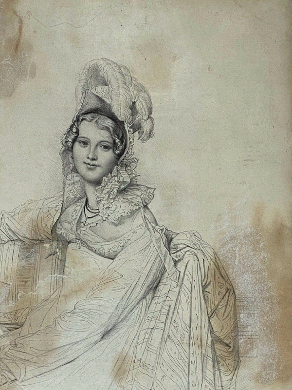 Incisione di Jean Coraboeuf Madame Destouches disegnata da Ingres