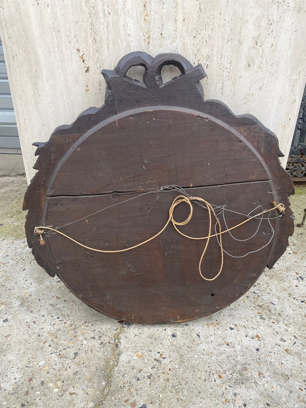 Louis XVI Style Carved Wood Oval Mirror XIXth Century