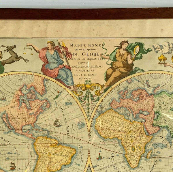 Mappe Monde ELWE 1792 Description du Globe Terrestre & Aquatique Amsterdam