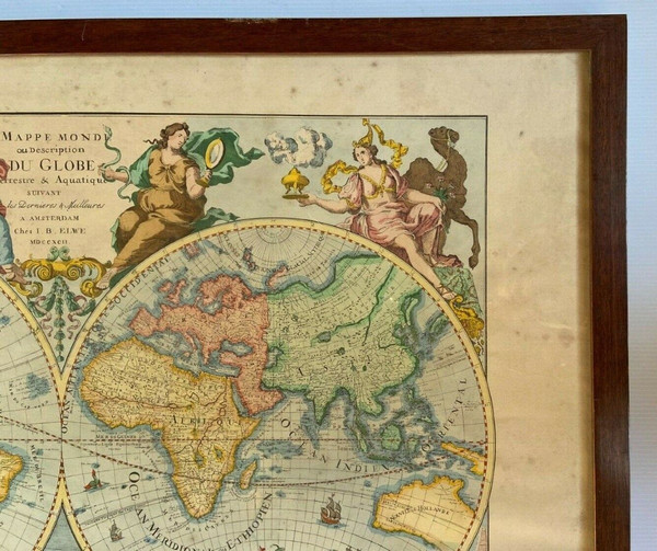 Mappe Monde ELWE 1792 Description du Globe Terrestre & Aquatique Amsterdam