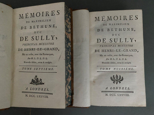 8 volumes Mémoires de Maximilien de Béthune Duc de Sully 1778